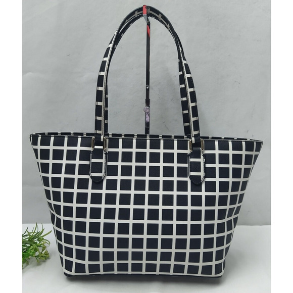 Kate Spade Dally Laurel Way Black White Double Handle Zipper Tote Bag - Picture 2 of 16